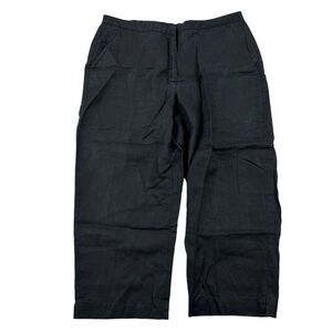 Liz Claiborne Audra 100% Linen Black Straight Leg Capri Pants Sz 12P 12 Petite